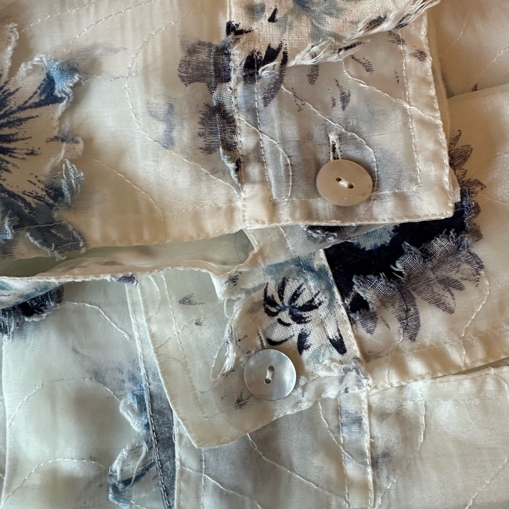 Floral Sheer Jacket - White and Blue - Picture 6 of 11